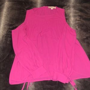 LOFT hot pink peep shoulder top